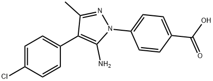 4-[5-amino-4-(4-chlorophenyl)-3-methyl-1H-pyrazol-1-yl]benzoic acid Struktur