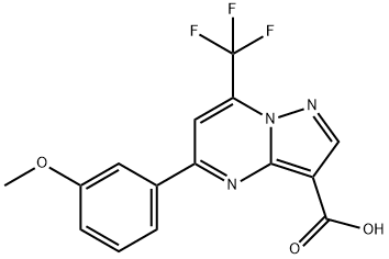 5-(3-methoxyphenyl)-7-(trifluoromethyl)pyrazolo[1,5-a]pyrimidine-3-carboxylic acid Struktur