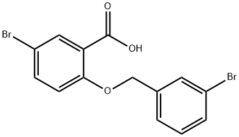 5-bromo-2-[(3-bromobenzyl)oxy]benzoic acid Struktur