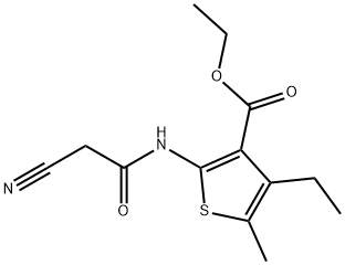 ethyl 2-[(cyanoacetyl)amino]-4-ethyl-5-methylthiophene-3-carboxylate Struktur