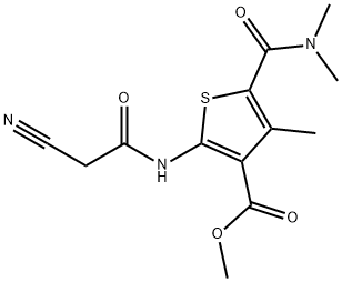 methyl 2-[(cyanoacetyl)amino]-5-[(dimethylamino)carbonyl]-4-methylthiophene-3-carboxylate Struktur