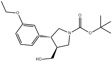 tert-butyl (3R,4S)-3-(3-ethoxyphenyl)-4-(hydroxymethyl)pyrrolidine-1-carboxylate Struktur