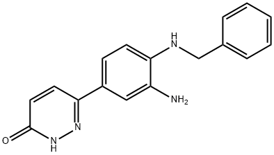 6-[3-amino-4-(benzylamino)phenyl]pyridazin-3(2H)-one Struktur