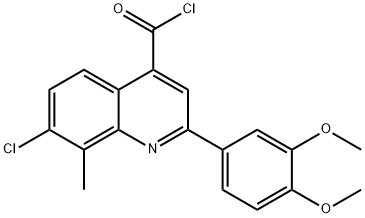 7-chloro-2-(3,4-dimethoxyphenyl)-8-methylquinoline-4-carbonyl chloride Struktur