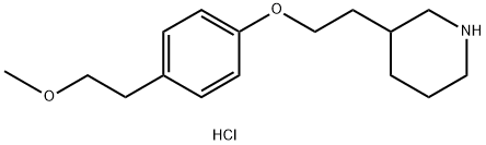 3-{2-[4-(2-Methoxyethyl)phenoxy]ethyl}piperidinehydrochloride Struktur