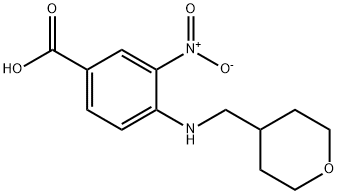 3-Nitro-4-[(tetrahydro-2H-pyran-4-ylmethyl)amino]-benzoic acid Struktur