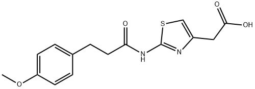 (2-{[3-(4-Methoxyphenyl)propanoyl]amino}-1,3-thiazol-4-yl)acetic acid Struktur