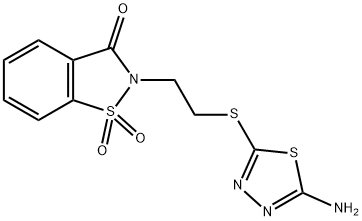 2-{2-[(5-Amino-1,3,4-thiadiazol-2-yl)thio]ethyl}-1,2-benzisothiazol-3(2H)-one 1,1-dioxide Struktur