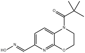 (E)-1-Pivaloyl-2,3-dihydro-1H-pyrido[2,3-b][1,4]-oxazine-6-carbaldehyde oxime Struktur