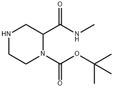 2-Methylcarbamoyl-piperazine-1-carboxylic acid tert-butyl ester Struktur