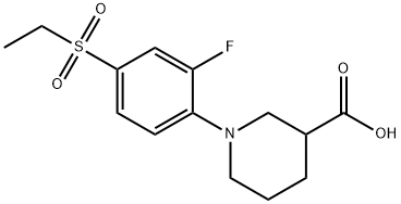 1-[4-(ETHYLSULFONYL)-2-FLUOROPHENYL]PIPERIDINE-3-CARBOXYLIC ACID Struktur