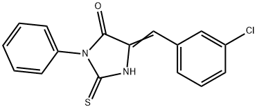 (5E)-5-(3-chlorobenzylidene)-2-mercapto-3-phenyl-3,5-dihydro-4H-imidazol-4-one Struktur