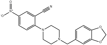 2-[4-(1,3-benzodioxol-5-ylmethyl)piperazin-1-yl]-5-nitrobenzonitrile Struktur