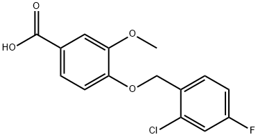 4-[(2-chloro-4-fluorobenzyl)oxy]-3-methoxybenzoic acid Struktur