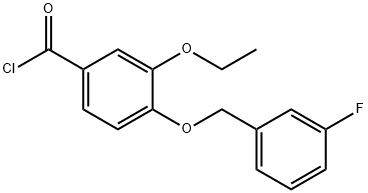 3-ethoxy-4-[(3-fluorobenzyl)oxy]benzoyl chloride Struktur