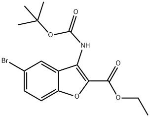 Ethyl 5-bromo-3-[(tert-butoxycarbonyl)amino]-1-benzofuran-2-carboxylate Struktur