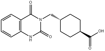 trans-4-[(2,4-Dioxo-1,4-dihydroquinazolin-3(2H)-yl)methyl]cyclohexanecarboxylic acid Struktur