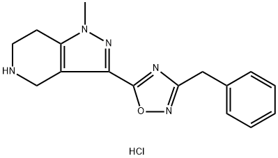 3-(3-Benzyl-1,2,4-oxadiazol-5-yl)-1-methyl-4,5,6,7 -tetrahydro-1H-pyrazolo[4,3-c]pyridine HCl Struktur