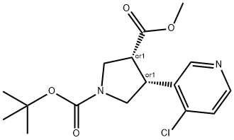 (trans-Rac)-1-tert-Butyl 3-methyl 4-(4-chloro-pyridin-3-yl)pyrrolidine-1,3-dicarboxylate Struktur