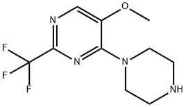 5-methoxy-4-piperazino-2-(trifluoromethyl)pyrimidine Struktur