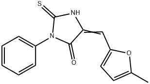 (5E)-2-mercapto-5-[(5-methyl-2-furyl)methylene]-3-phenyl-3,5-dihydro-4H-imidazol-4-one Struktur