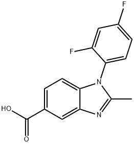 1-(2,4-difluorophenyl)-2-methyl-1H-benzimidazole-5-carboxylic acid Struktur