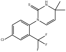 1-[4-chloro-2-(trifluoromethyl)phenyl]-4,4-dimethyl-1,4-dihydropyrimidine-2-thiol Struktur