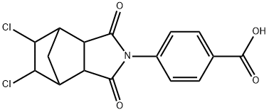 4-(5,6-dichloro-1,3-dioxooctahydro-2H-4,7-methanoisoindol-2-yl)benzoic acid Struktur