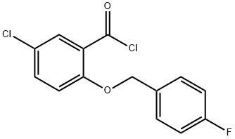 5-chloro-2-[(4-fluorobenzyl)oxy]benzoyl chloride Struktur