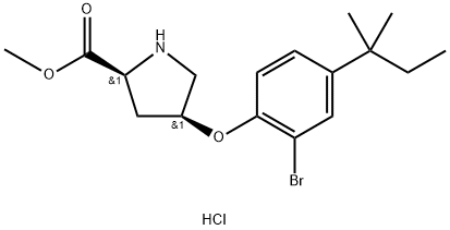 Methyl (2S,4S)-4-[2-bromo-4-(tert-pentyl)phenoxy]-2-pyrrolidinecarboxylate hydrochloride Struktur