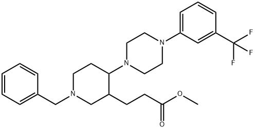 Methyl 3-(1-benzyl-4-{4-[3-(trifluoromethyl)-phenyl]piperazin-1-yl}piperidin-3-yl)propanoate Struktur