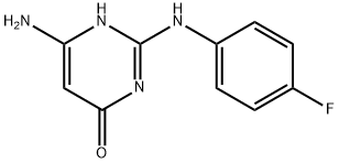 6-Amino-2-[(4-fluorophenyl)amino]pyrimidin-4(3H)-one Struktur