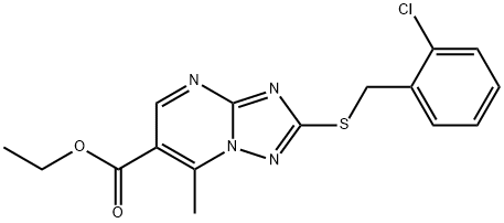 Ethyl 2-[(2-chlorobenzyl)thio]-7-methyl-[1,2,4]triazolo[1,5-a]pyrimidine-6-carboxylate Struktur