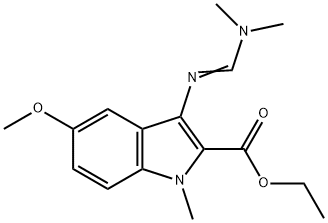 Ethyl 3-{[(1E)-(dimethylamino)methylene]amino}-5-methoxy-1-methyl-1H-indole-2-carboxylate Struktur