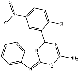 4-(2-Chloro-5-nitrophenyl)-1,4-dihydro-[1,3,5]triazino[1,2-a]benzimidazol-2-amine Struktur