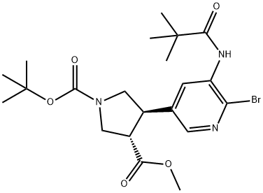 (3S,4R)-1-tert-Butyl 3-methyl 4-(6-Bromo-5-pival-amidopyridin-3-yl)pyrrolidine-1,3-dicarboxylate Struktur