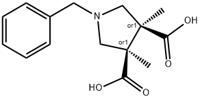 (3R,4S)-1-benzyl-3,4-dimethylpyrrolidine-3,4-dicarboxylic acid Struktur