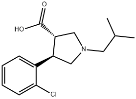 (3S,4R)-4-(2-chlorophenyl)-1-isobutylpyrrolidine-3-carboxylic acid Struktur