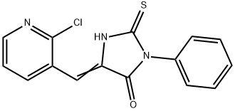 (5E)-5-[(2-chloropyridin-3-yl)methylene]-2-mercapto-3-phenyl-3,5-dihydro-4H-imidazol-4-one Struktur