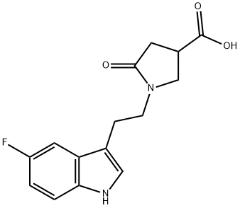 1-[2-(5-fluoro-1H-indol-3-yl)ethyl]-5-oxopyrrolidine-3-carboxylic acid Struktur