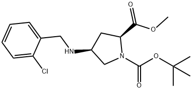 1-tert-butyl 2-methyl (2S,4S)-4-[(2-chlorobenzyl)amino]pyrrolidine-1,2-dicarboxylate Struktur