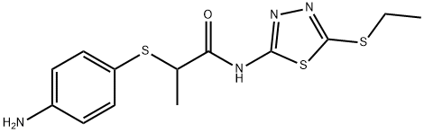 2-[(4-aminophenyl)thio]-N-[5-(ethylthio)-1,3,4-thiadiazol-2-yl]propanamide Struktur