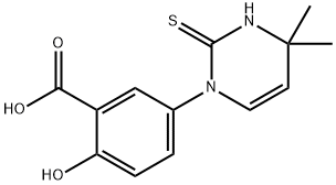 2-hydroxy-5-(2-mercapto-4,4-dimethylpyrimidin-1(4H)-yl)benzoic acid Struktur