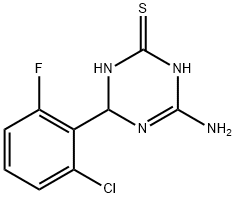 4-amino-6-(2-chloro-6-fluorophenyl)-1,6-dihydro-1,3,5-triazine-2-thiol Struktur