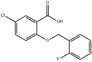 5-chloro-2-[(2-fluorobenzyl)oxy]benzoic acid Struktur