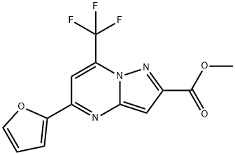 methyl 5-(2-furyl)-7-(trifluoromethyl)pyrazolo[1,5-a]pyrimidine-2-carboxylate Struktur