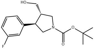 tert-butyl (3R,4S)-3-(3-fluorophenyl)-4-(hydroxymethyl)pyrrolidine-1-carboxylate Struktur