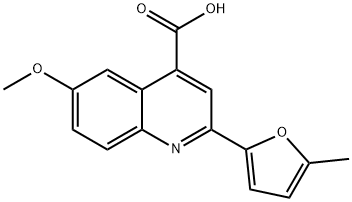 6-methoxy-2-(5-methyl-2-furyl)quinoline-4-carboxylic acid Struktur