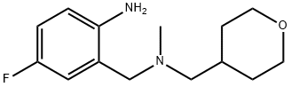 4-Fluoro-2-{[methyl(tetrahydro-2H-pyran-4-ylmethyl)amino]methyl}aniline Struktur