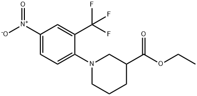 Ethyl 1-[4-nitro-2-(trifluoromethyl)phenyl]-3-piperidinecarboxylate Struktur